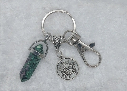 Cancer Ruby Zolsite Gemstone Crystal Keychain - 1118Markets