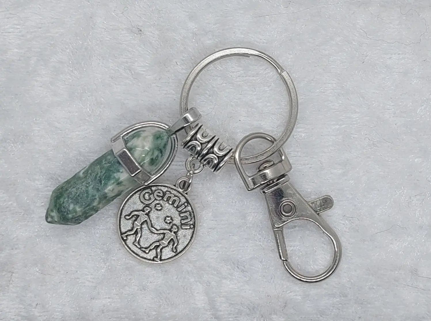 Gemini Moss Agate Gemstone Crystal Keychain - 1118Markets