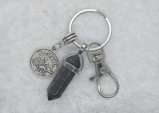 Scorpio Mahogany Obsidian Gemstone Crystal Keychain - 1118Markets