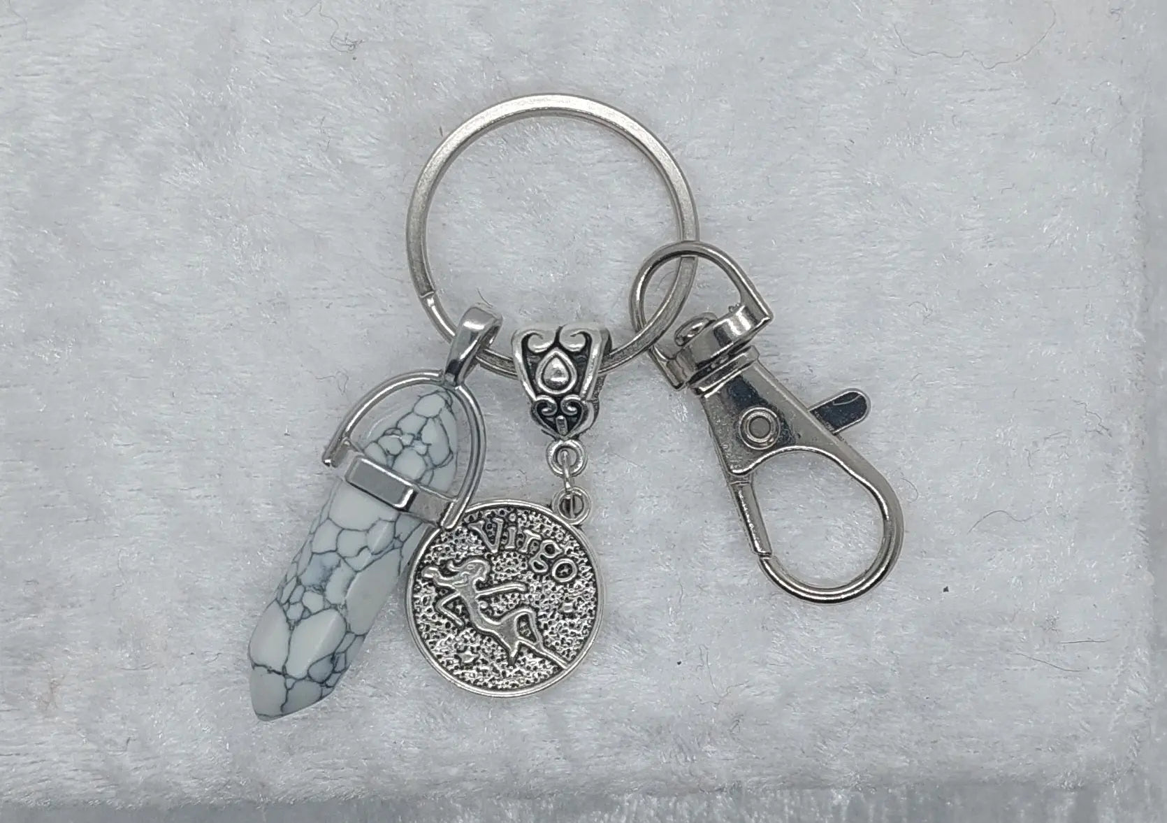 Virgo Marbled Howlite Gemstone Crystal Keychain - 1118Markets
