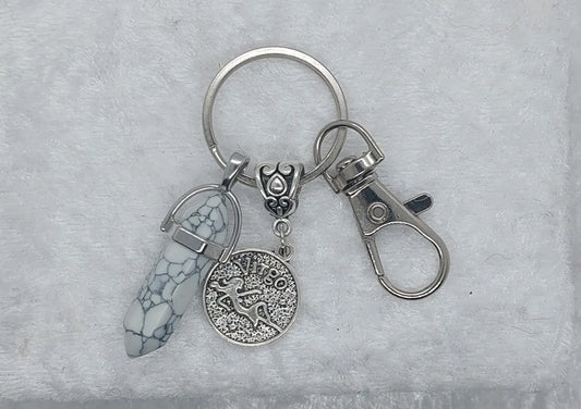 Virgo Marbled Howlite Gemstone Crystal Keychain - 1118Markets