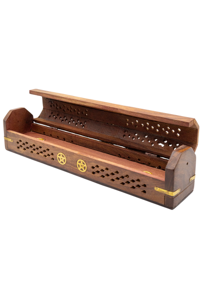 Pentacle Brass Inlay Coffin Incense Burner