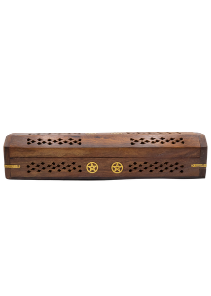 Pentacle Brass Inlay Coffin Incense Burner