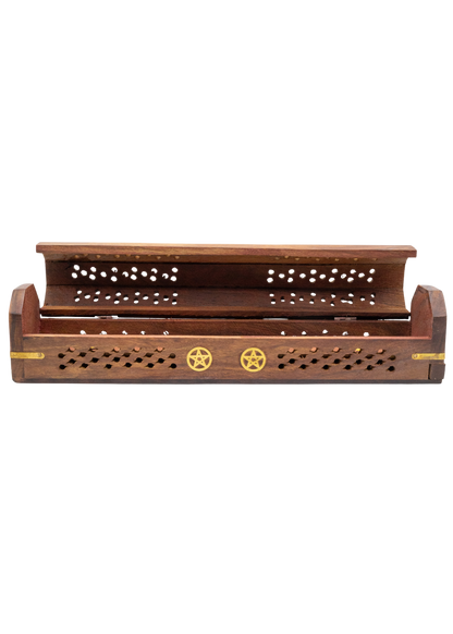Pentacle Brass Inlay Coffin Incense Burner
