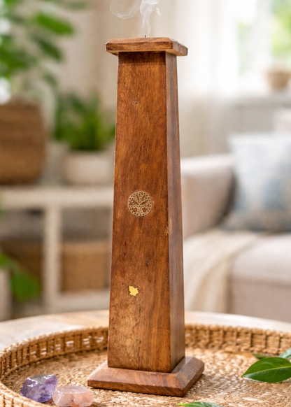 Brass Inlay Tree of Life Vertical Incesne Burner