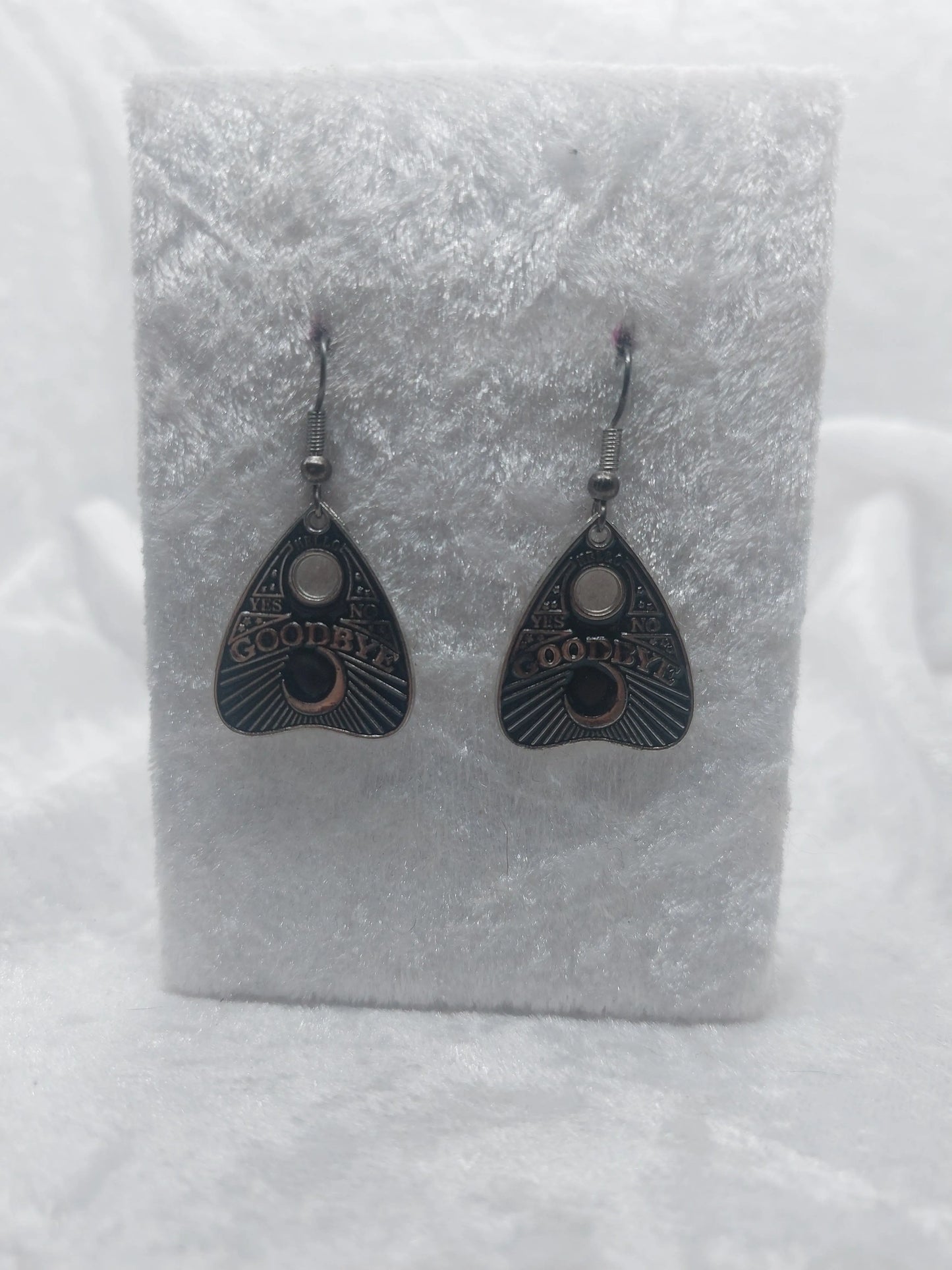 Dark Silver and Black Quija Planchette Earrings 1118Markets