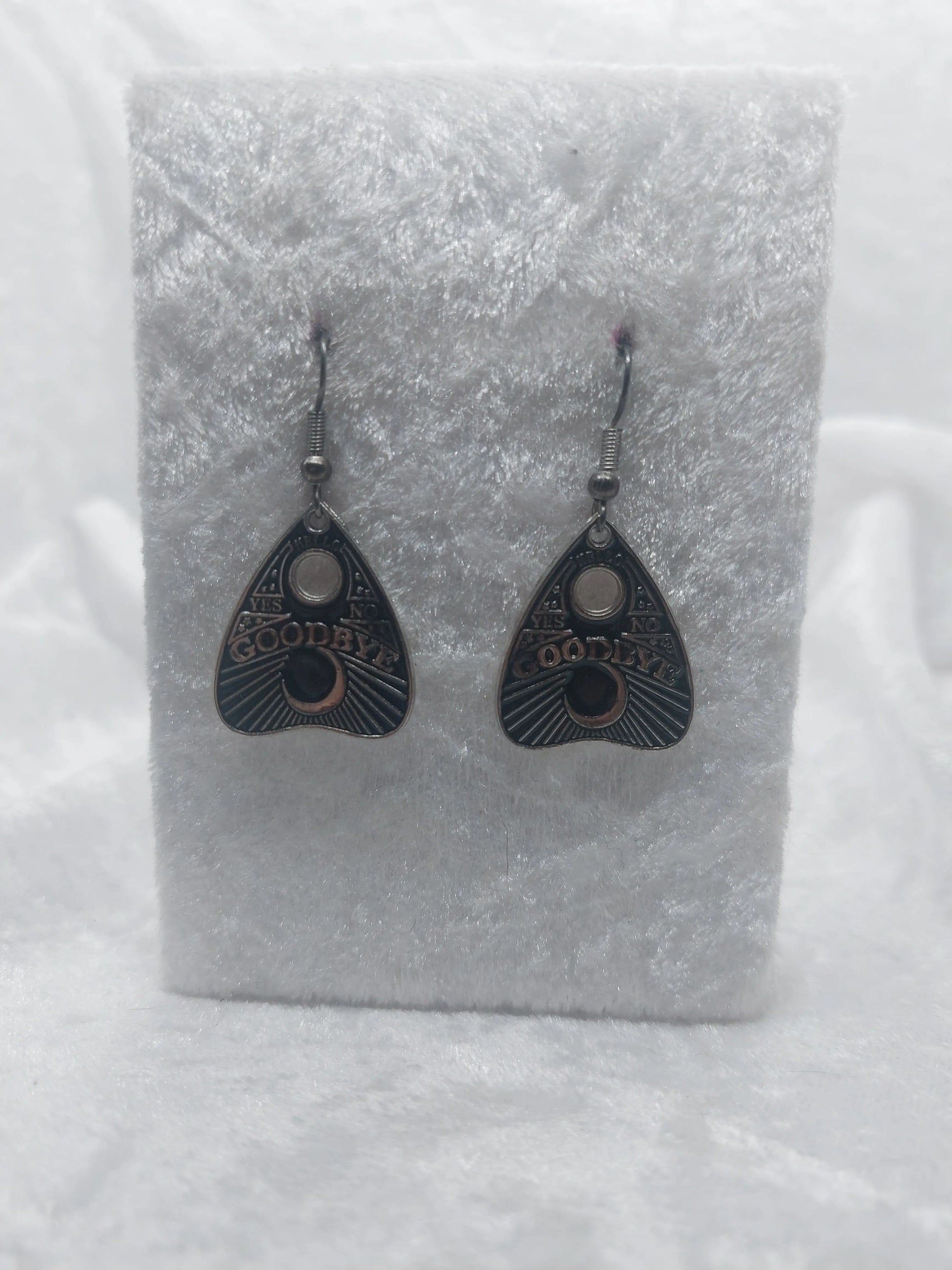 Dark Silver and Black Quija Planchette Earrings 1118Markets