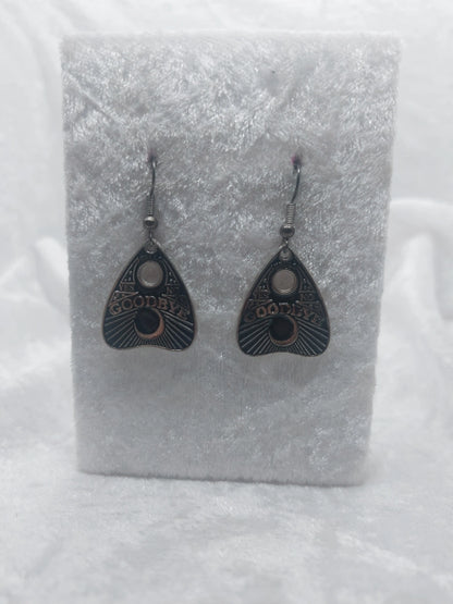 Dark Silver and Black Quija Planchette Earrings 1118Markets