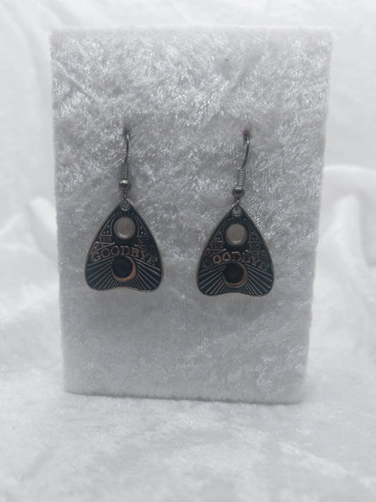 Dark Silver and Black Quija Planchette Earrings 1118Markets