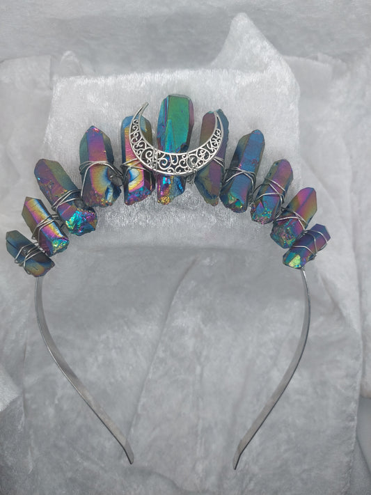 Rainbow treated quartz crown