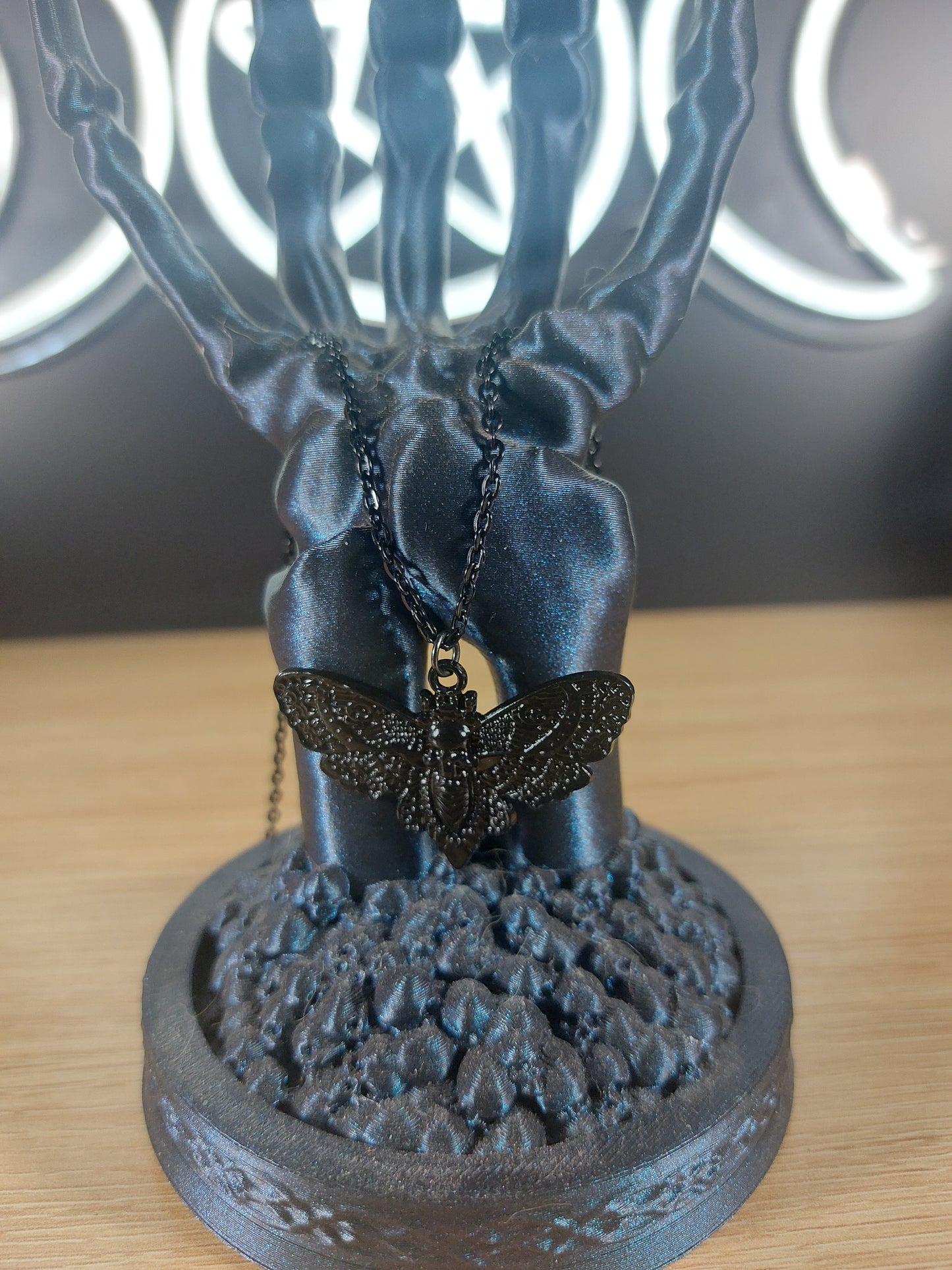 Black Metal Death Moth Necklace