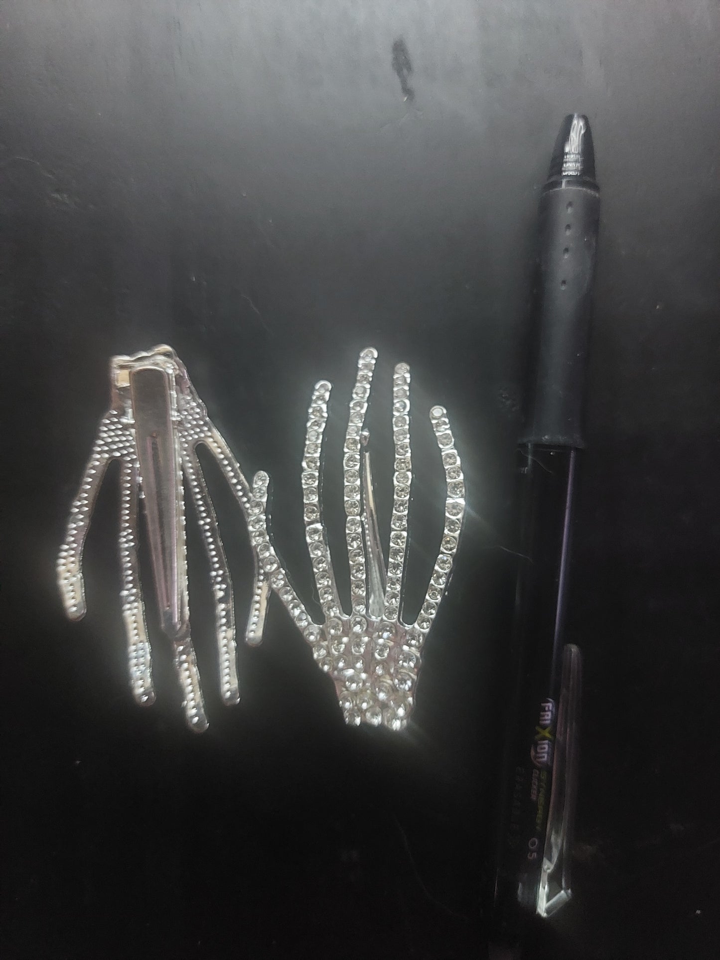 Rhinestone Skeleton Hand Hair Clip Set