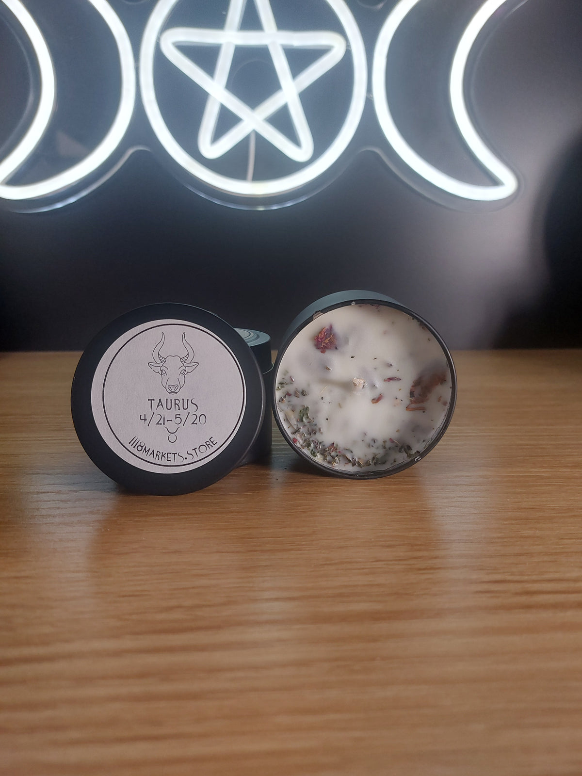Small Taurus Crystal  & Herb Candle