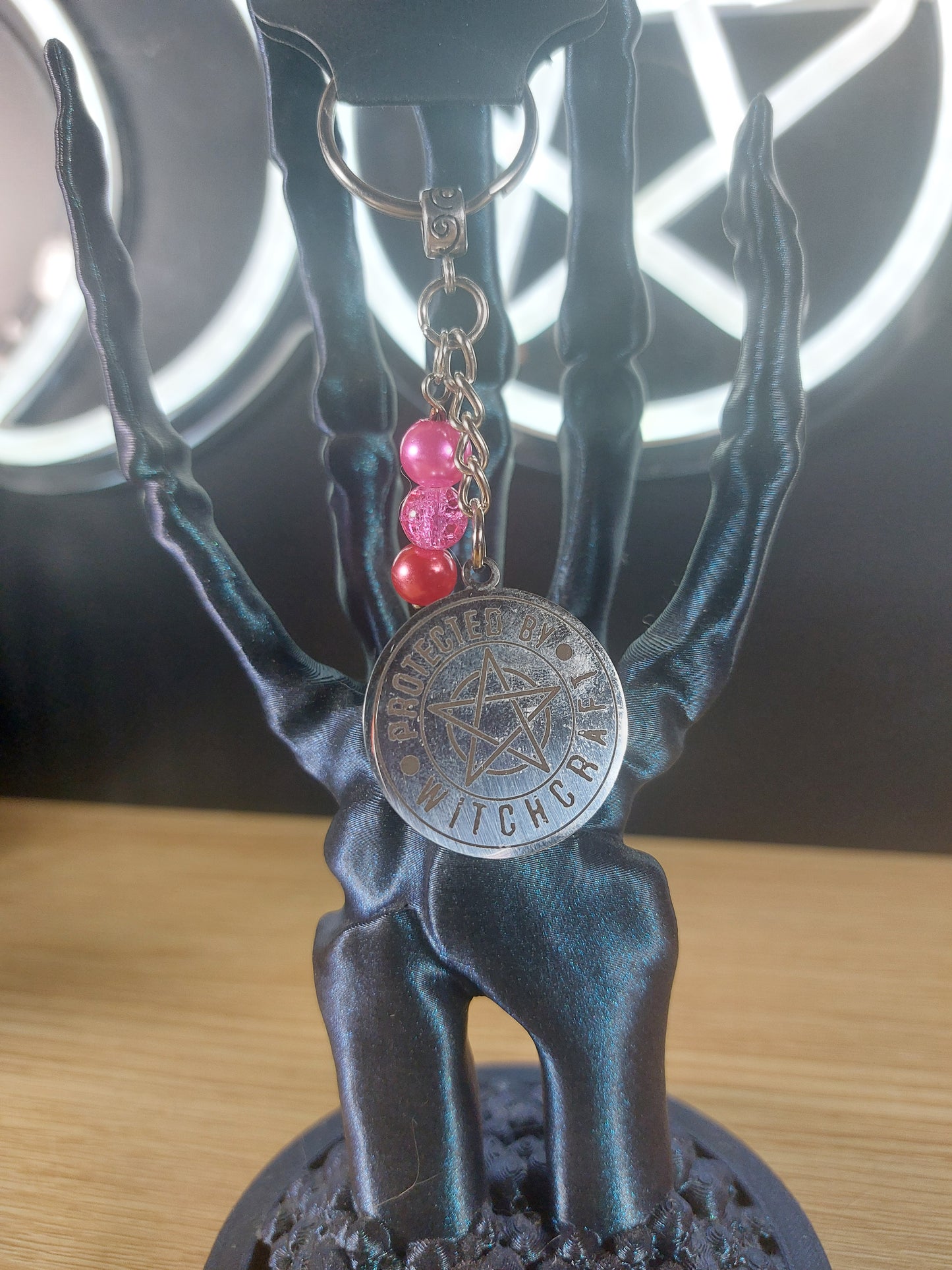 Protected by Witchcraft and Glass Beads Keychain