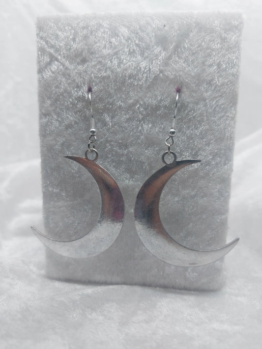 Large Silver Moon Earrings 1118Markets