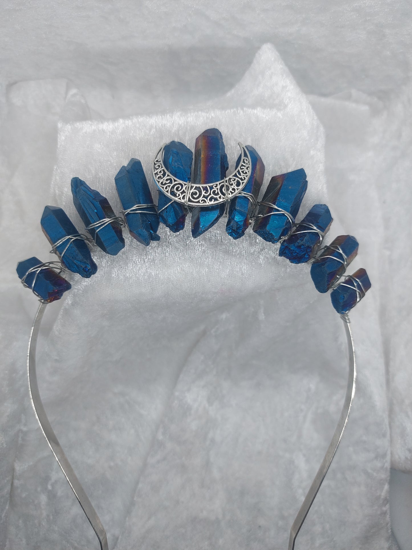 Blue treated quartz crown