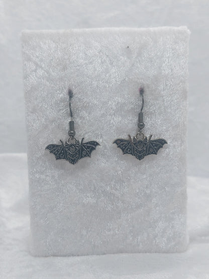 Black and Silver Bat Earrings 1118Markets