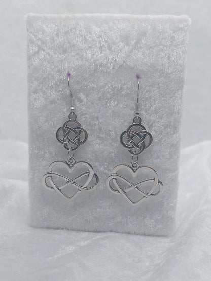 Celtic Knot with Heart Infinity Silver Earrings - 1118Markets