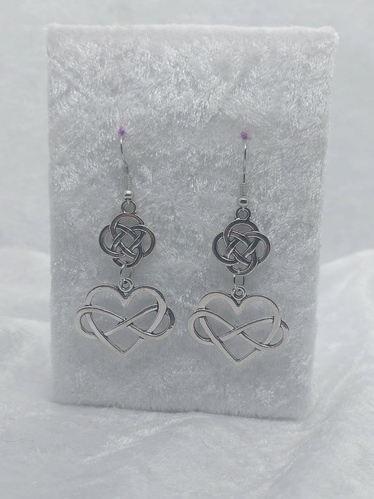 Celtic Knot with Heart Infinity Silver Earrings - 1118Markets