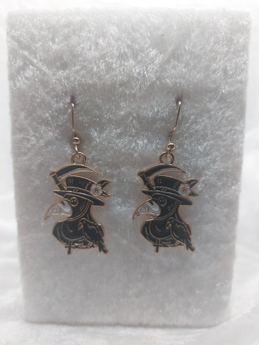 Plague Doctor Dr with Hat Gold Earrings 1118Markets