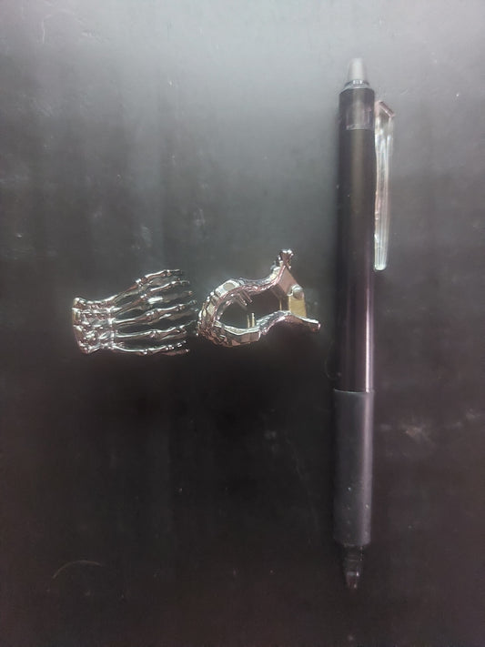 Gun Metal Tone Mini Skeleton Hand Hair Clip Set