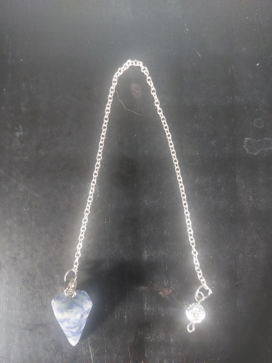 Blue Spot Jasper Pendulum on Silver Tone Chain
