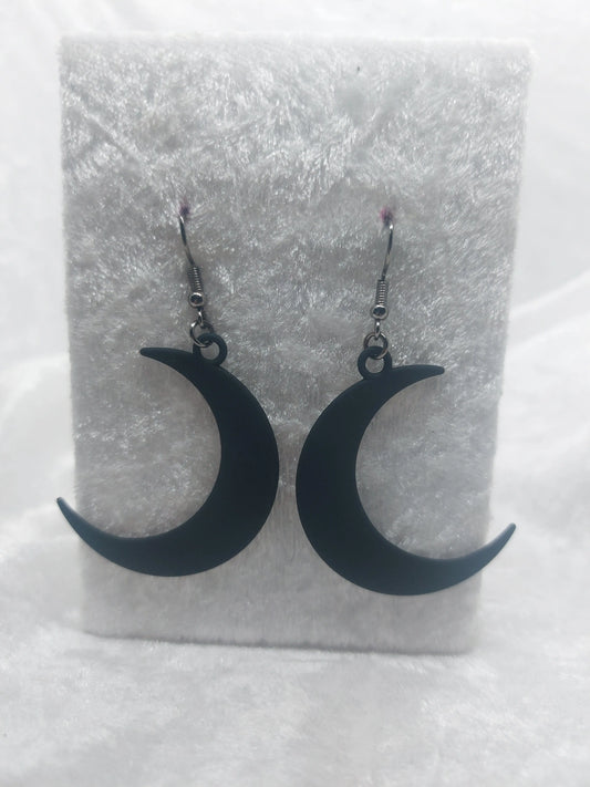 Larger Black Matte Moon Earrings 1118Markets