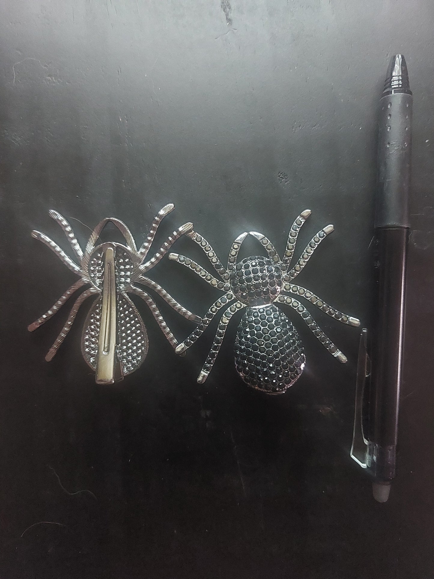 Rhinestone Spider Metal Hair Clip set