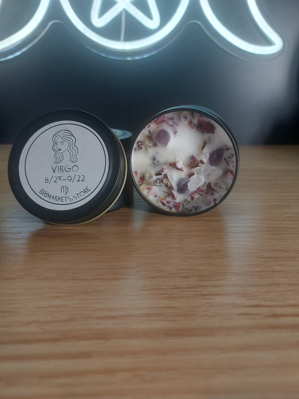 Small Virgo Crystal & Herb Candle