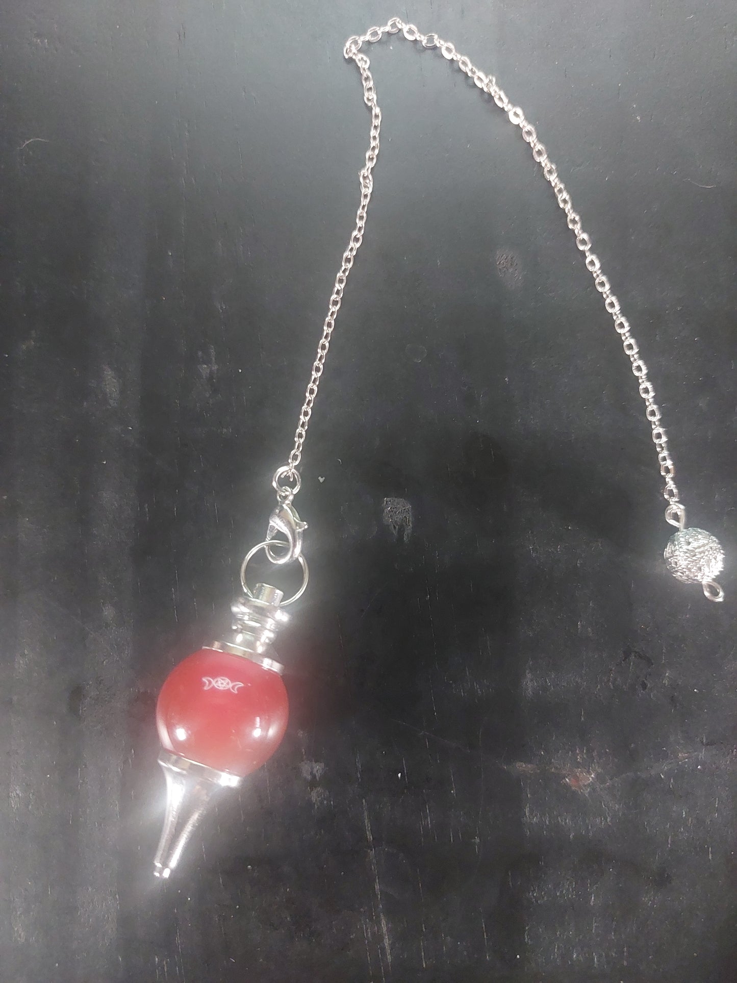 Red Jasper Pendulum on Silver Tone Chain