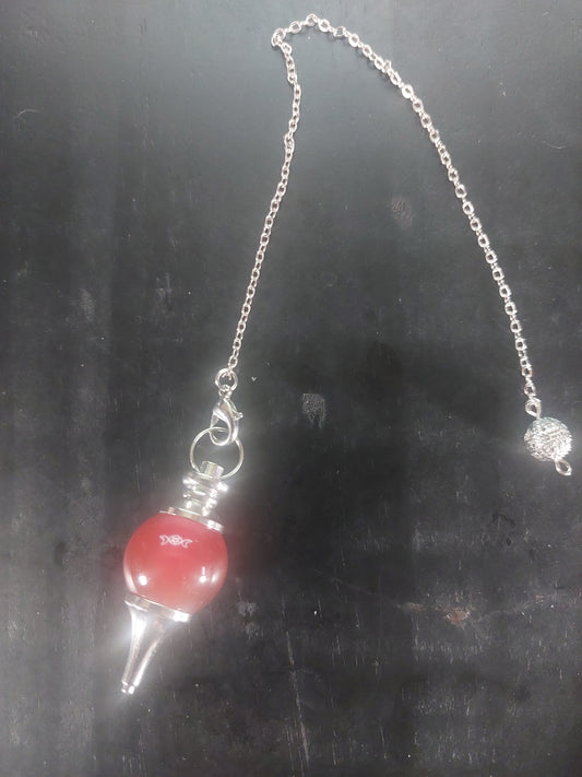 Red Jasper Pendulum on Silver Tone Chain