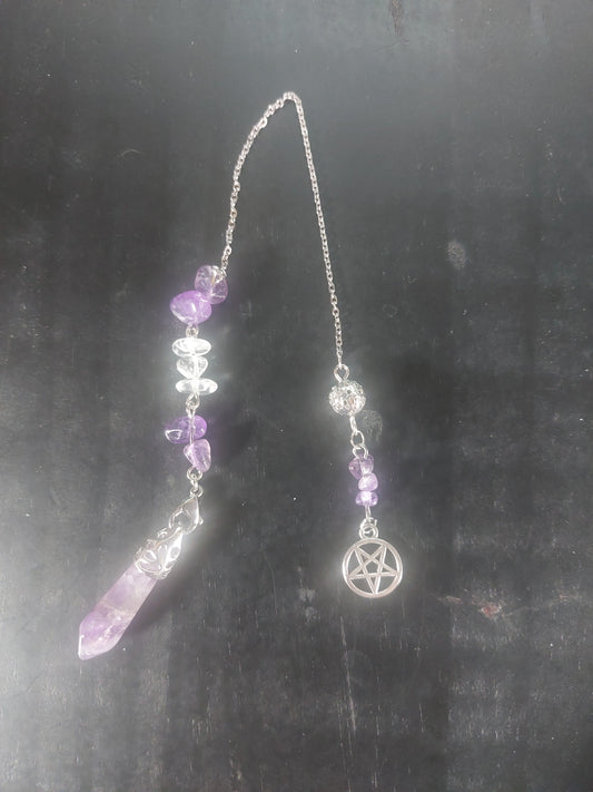 Amethyst and Silver Tone Pendulum