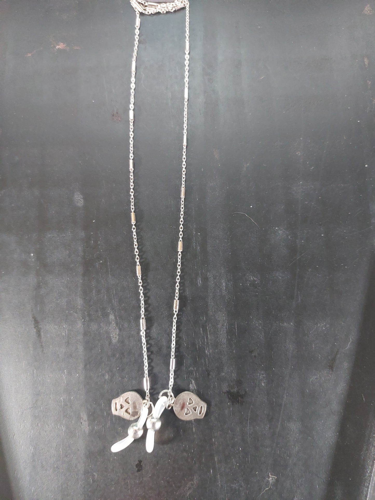 Silver Tone Eye Glass Chain with Skulls