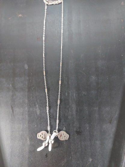 Silver Tone Eye Glass Chain with Skulls