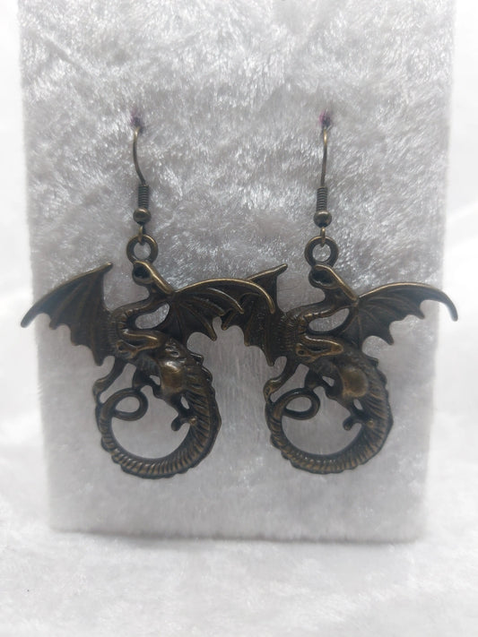 Large Bronze Dragon Earrings 1118Markets