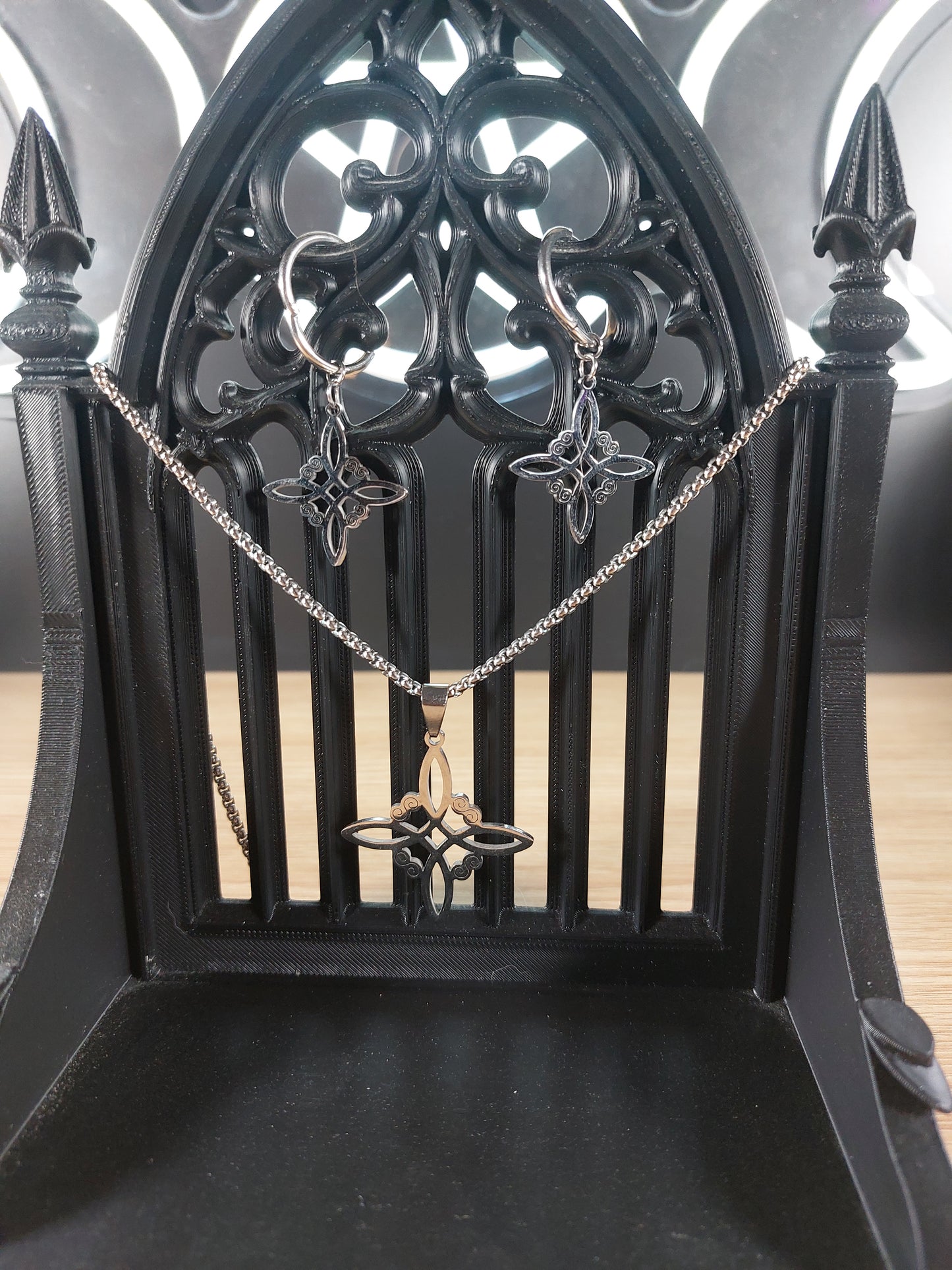 Stainless Steel Witches Knot Necklace & Earring Set