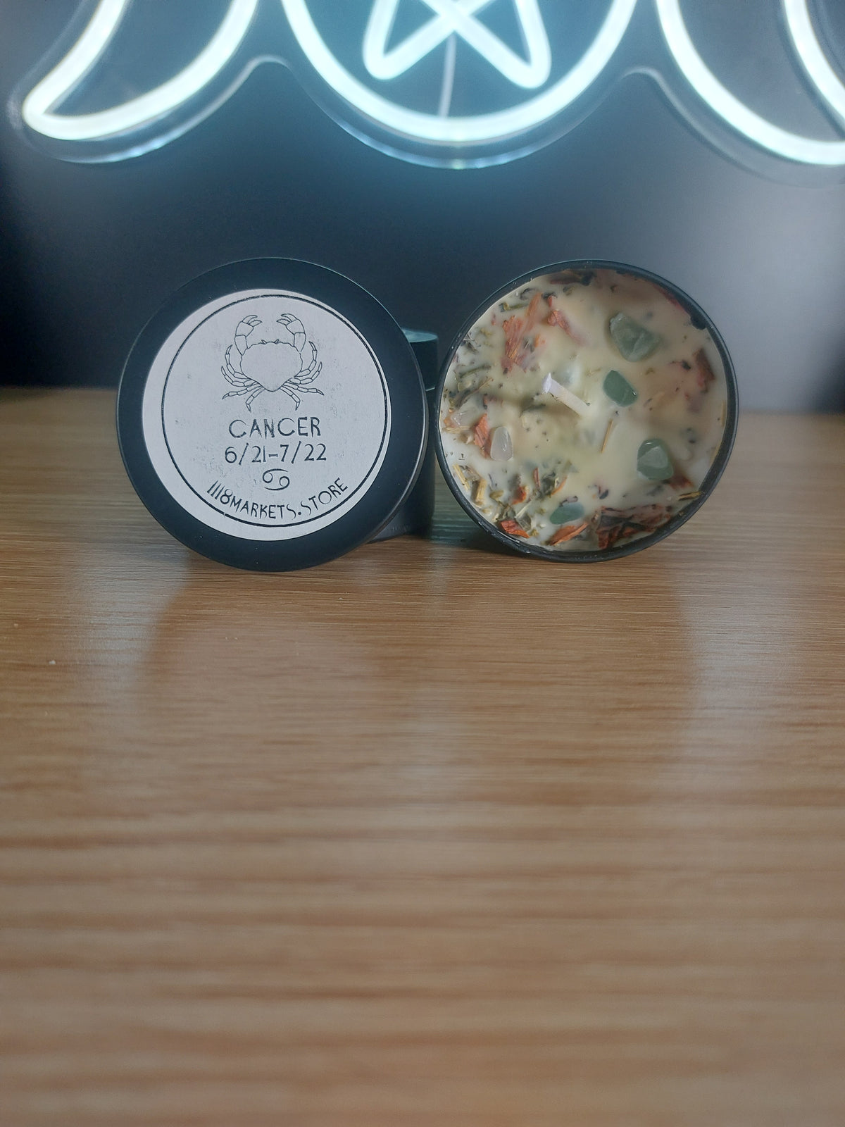 Small Cancer Crystals & Herbs Candle
