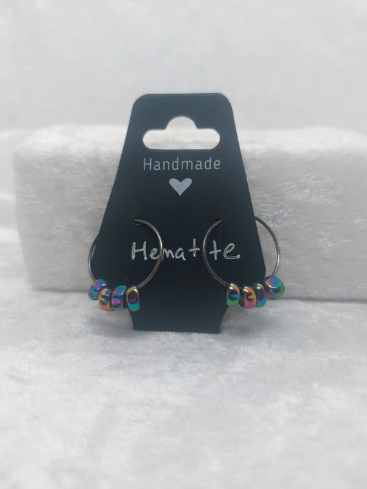 Hematite Gunmetal Silver Small Hoops 1118Markets