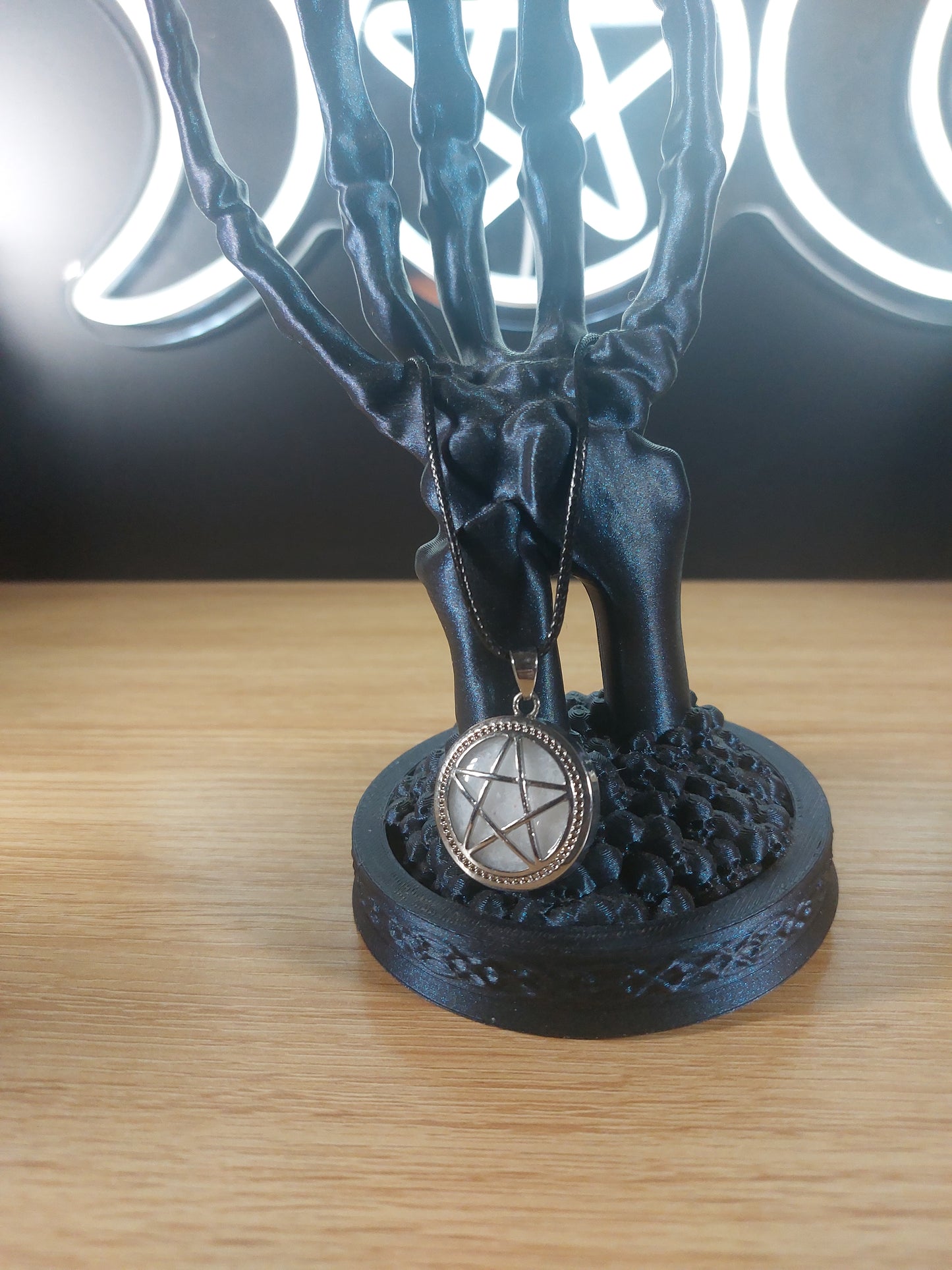 Moonstone with Silver Tone Pentagram