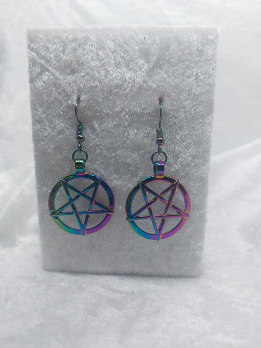 Rainbow Metal Pentagram Earrings 1118Markets
