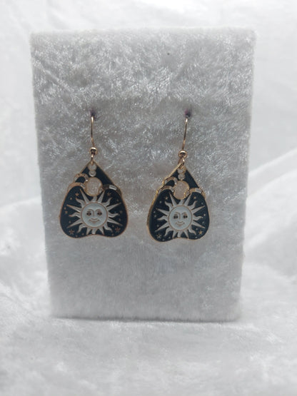 Gold Quija Planchette Sun Earrings 1118Markets