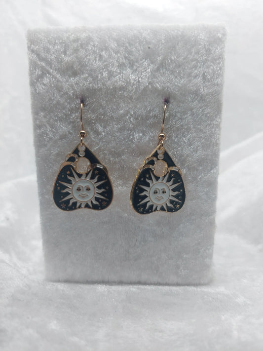 Gold Quija Planchette Sun Earrings 1118Markets