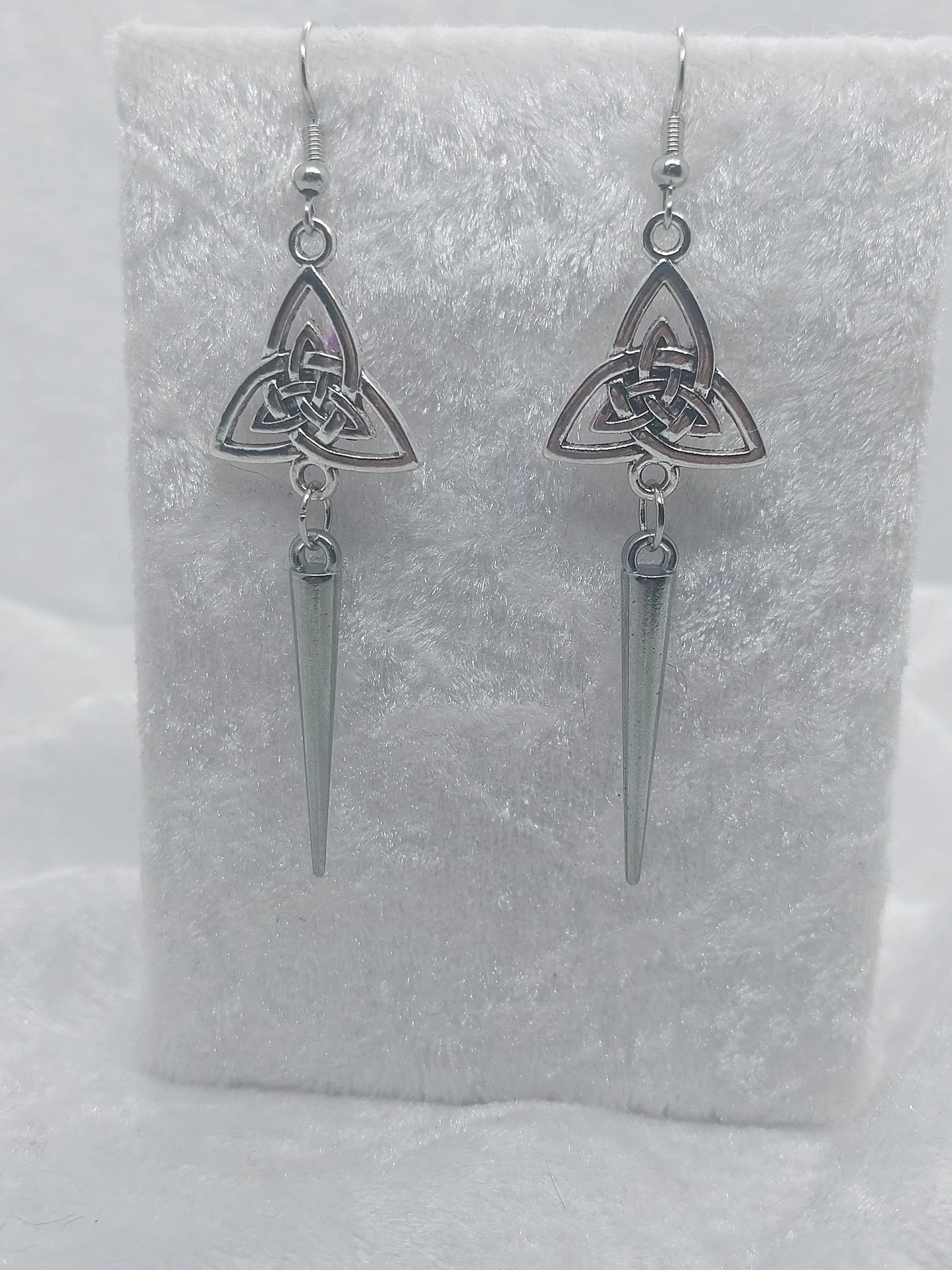 Triquetra Silver with Dangle Spike Earrings - 1118Markets