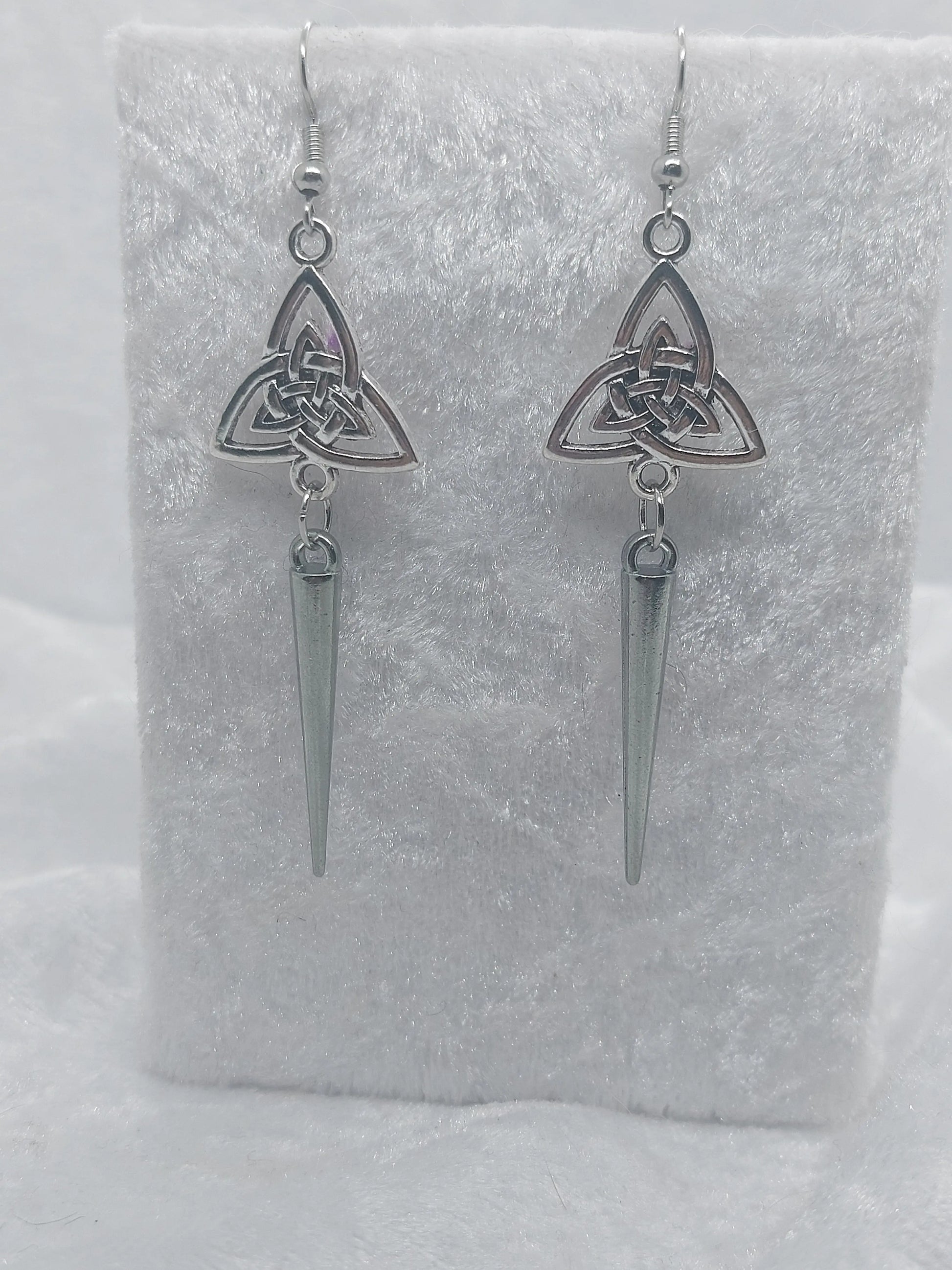 Triquetra Silver with Dangle Spike Earrings - 1118Markets