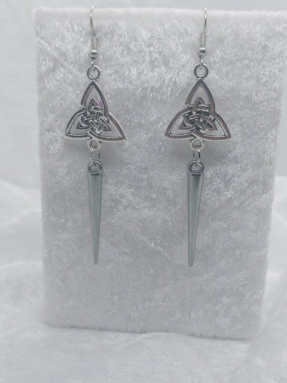 Triquetra Silver with Dangle Spike Earrings - 1118Markets