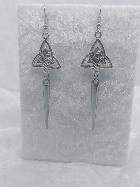 Triquetra Silver with Dangle Spike Earrings - 1118Markets