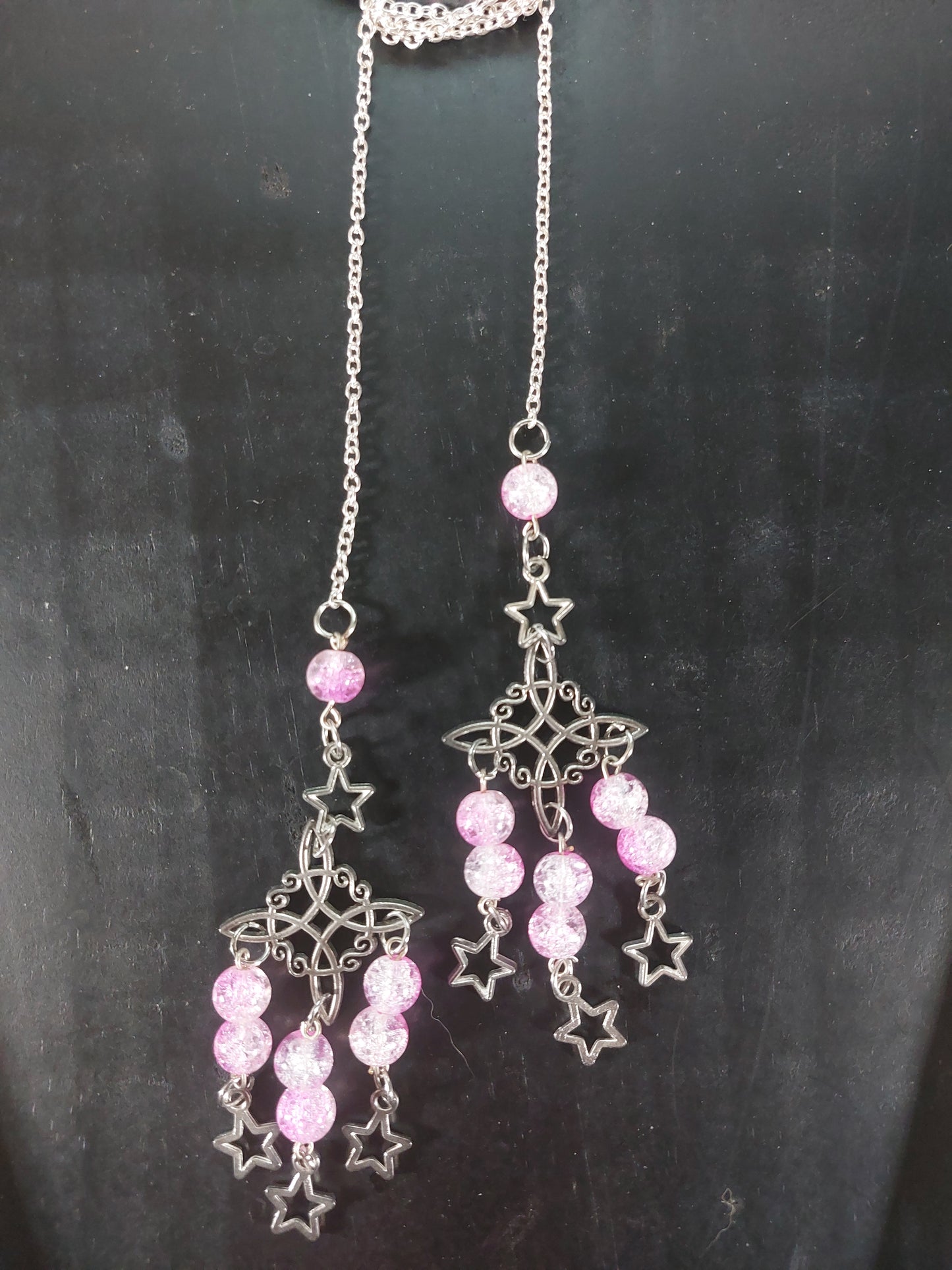 Silver Tone Witches Knot and Glass Beads Rear Mirror Charms