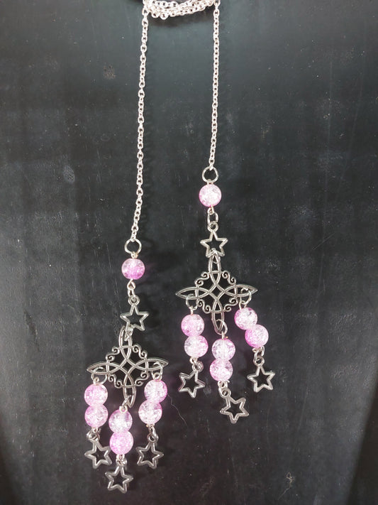 Silver Tone Witches Knot and Glass Beads Rear Mirror Charms