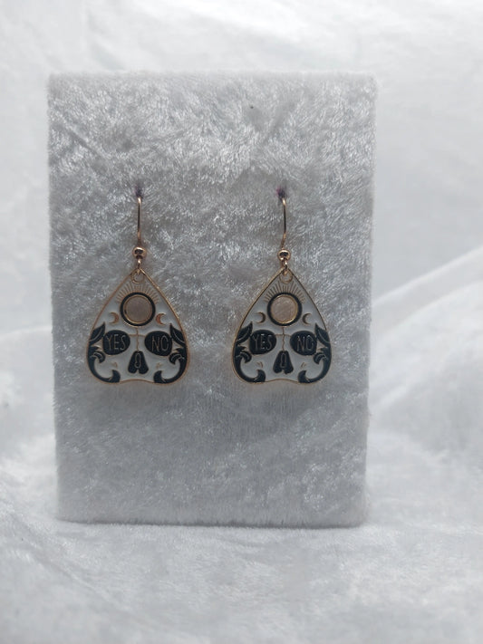 Gold Quija Planchette Skull Earrings 1118Markets