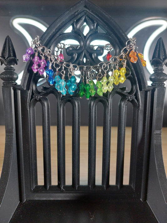 Rainbow Bicone Beaded Bracelet